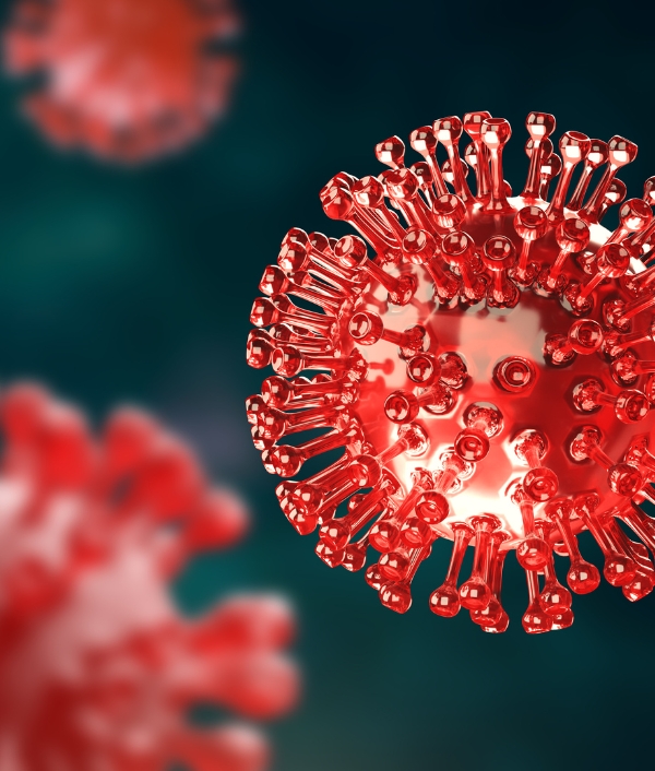 Das Bild zeigt einen HIV Virus.