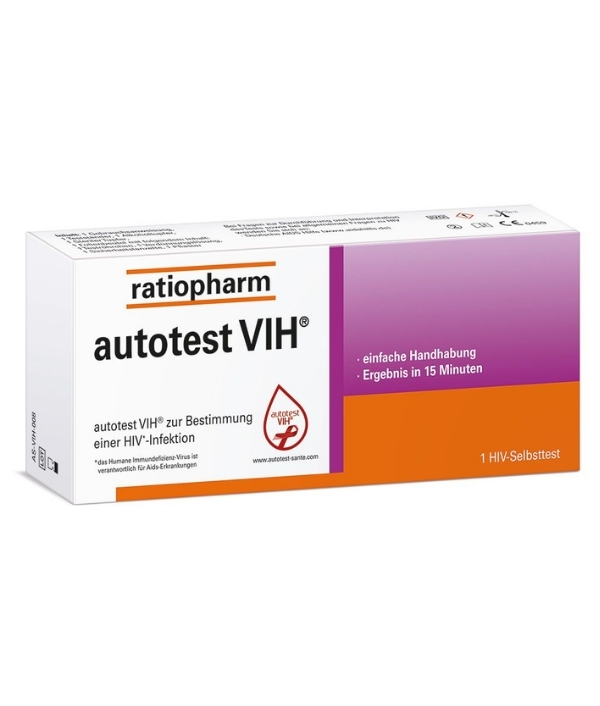 Das Bild zeigt den HIV Schnelltest autotest VIH von Ratiopharm